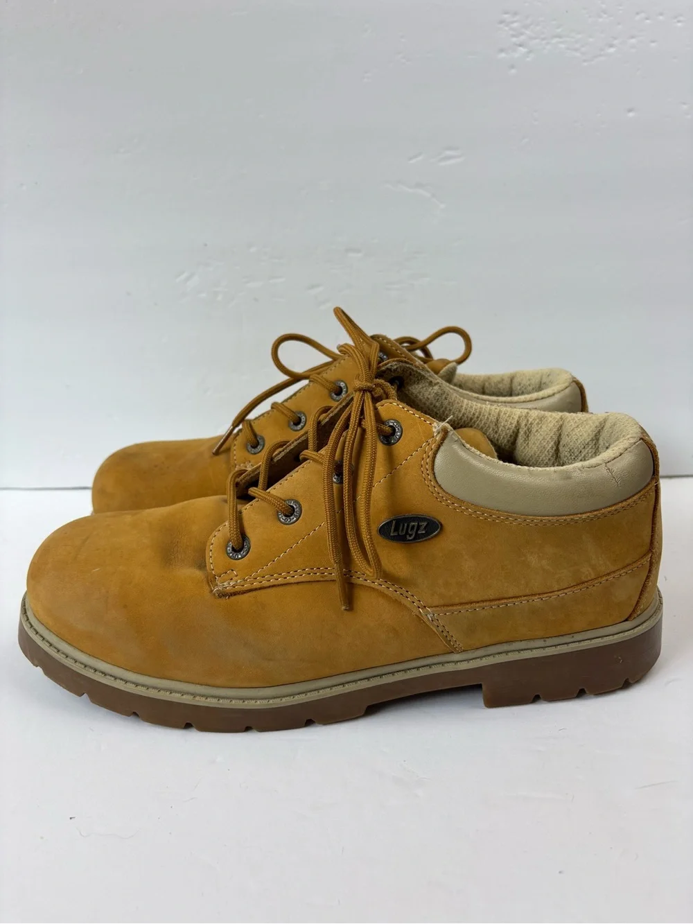 Lugz Mens Tan Leather Lace-Up Ankle Work Boots Slip Resistant Drifter Lo Size 12